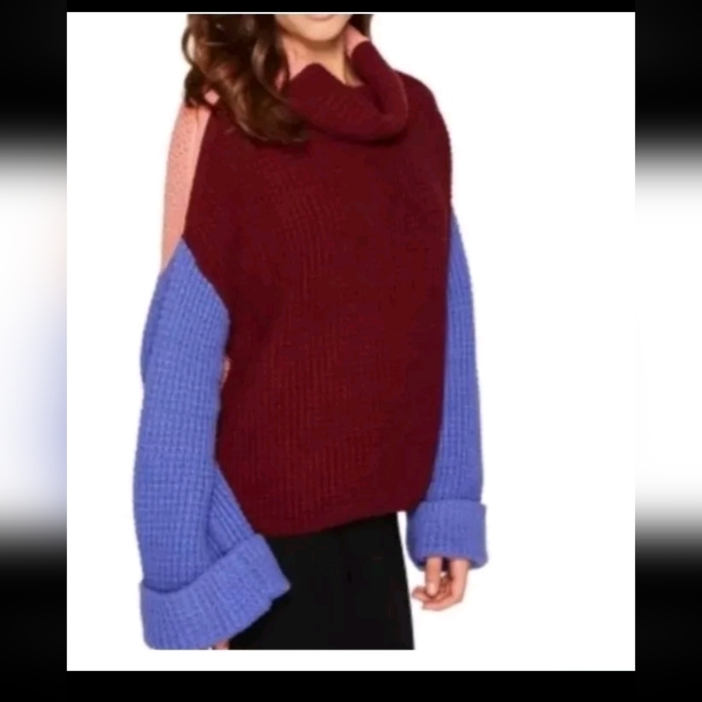 Free People Womens Park City Oversized Chunky Colorblock Sweater S